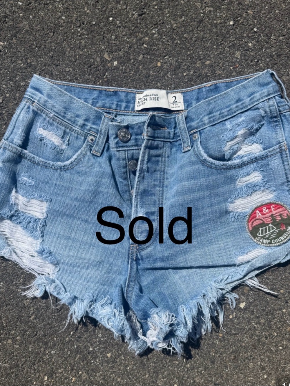 Y2K Abercrombie & Fitch Distressed Denim Cutoff Mini Shorts with Patches